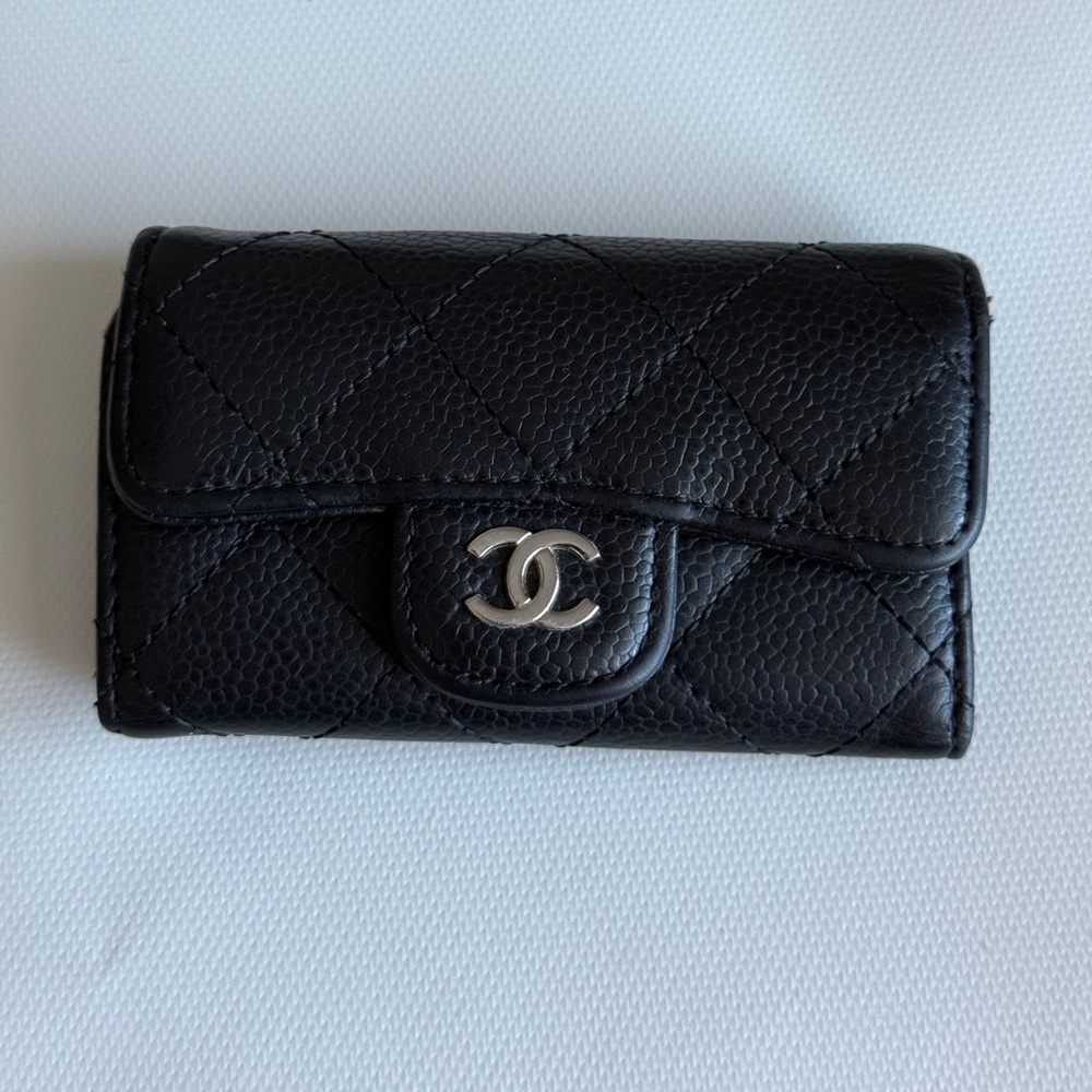 CHANEL Matelasse Coco Mark 6 Key Case Leather Black Ladies Authentic